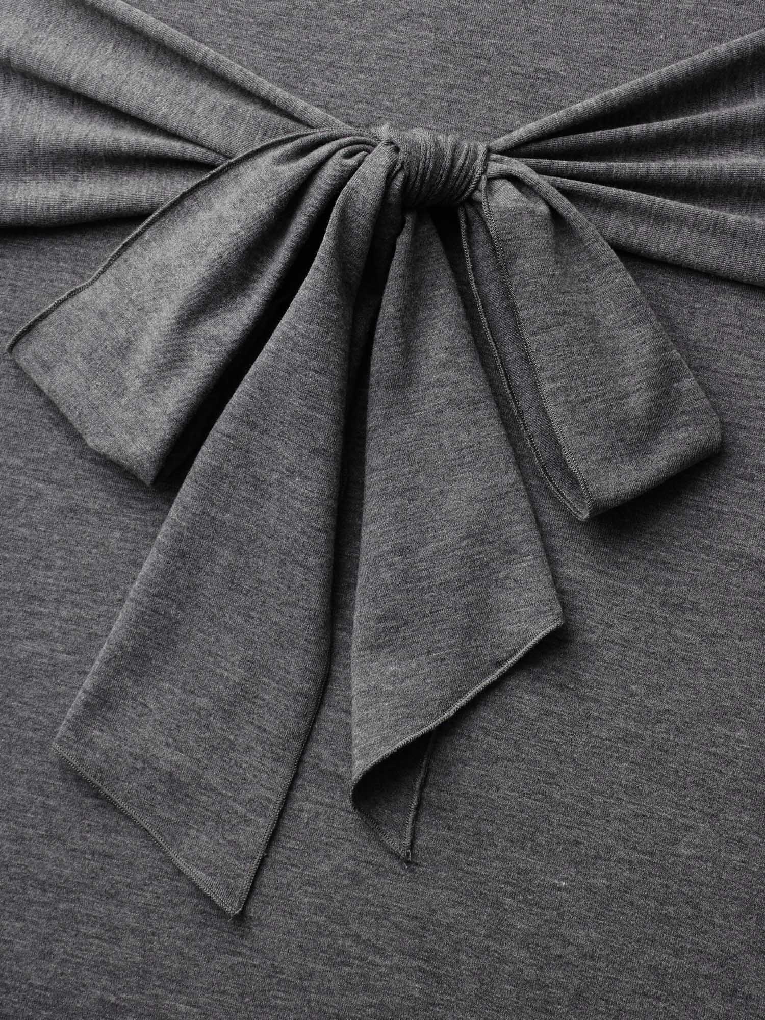 Stretchy Waist-Tie Plain Knit Dress