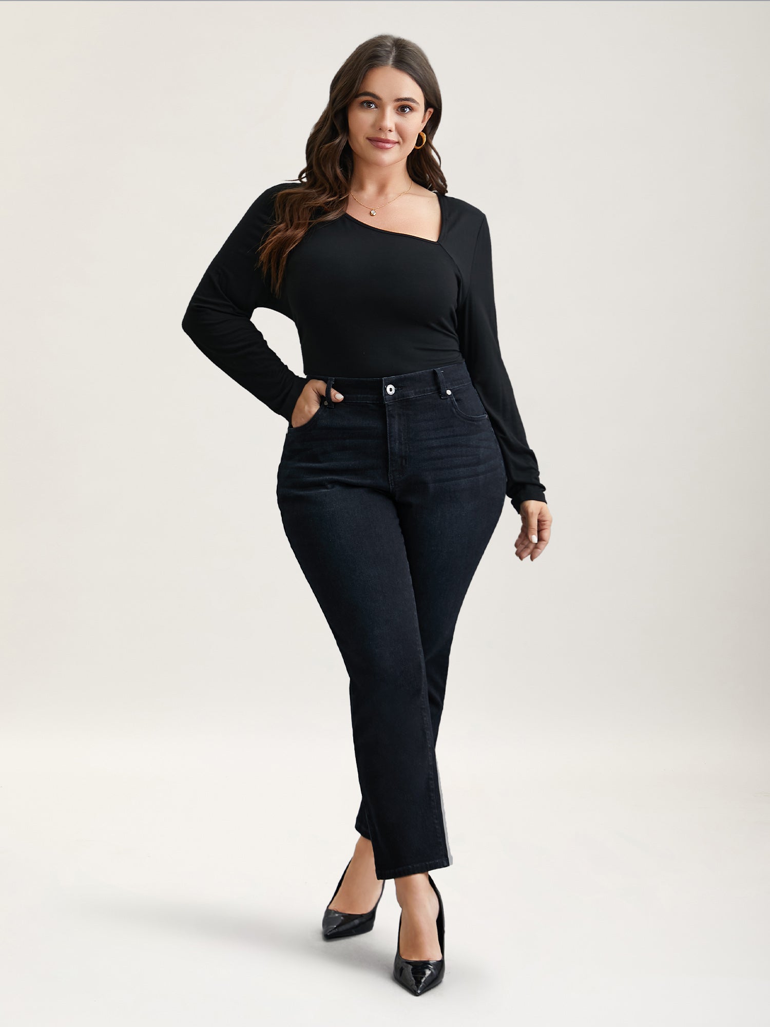 Whiskered Mid-Rise Skinny-Fit Jeans