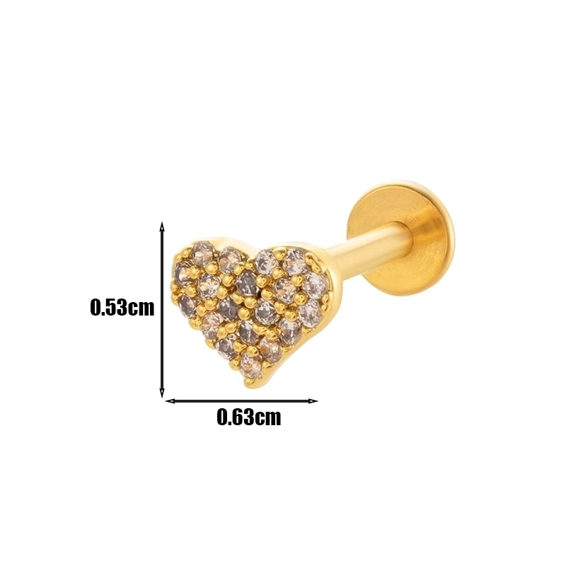 1 Piece Lip Rings Minimalist Heart Shape Flower Butterfly 316L Stainless Steel  Copper Plating Inlay Zircon