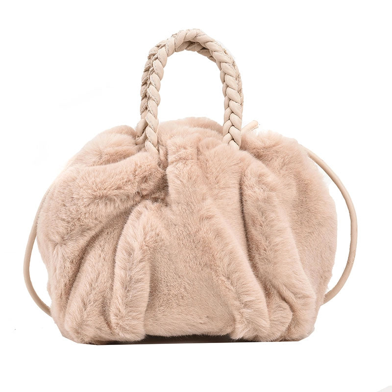 Women's Autumn&winter Plush Solid Color Classic Style Cloud Shape Magnetic Buckle Handbag