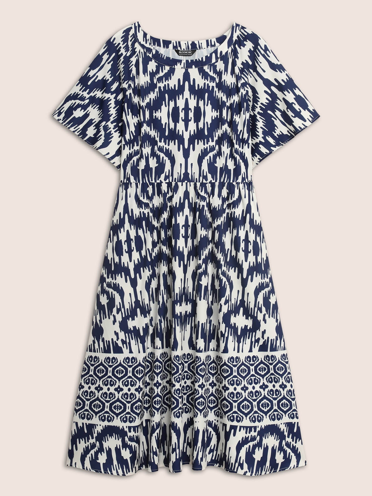 Boho Print Ruffle Sleeve Midi Dress