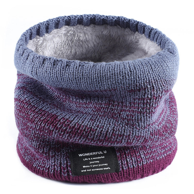 New Wool Knitted Scarf Women's Winter Warm Velvet Scarf Men's Thickened Gradient Couple's Personalized Collar