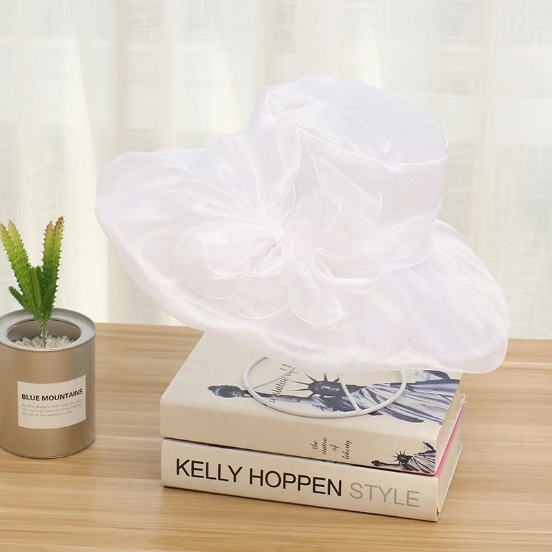 3 Pieces Women's Exaggerated Lady Vacation Solid Color Flower Big Eaves Sun Hat
