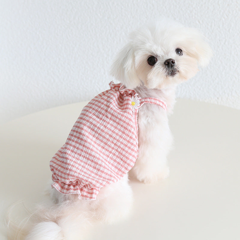 Breathable Daisy Plaid Dog Cat Vest