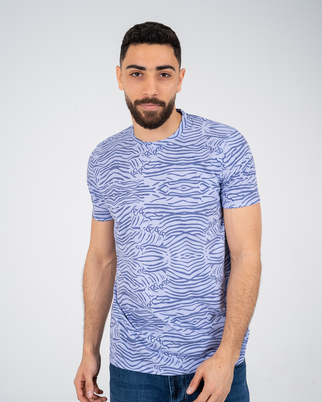Men T-Shirt Half-Sleeves Leaf Printed