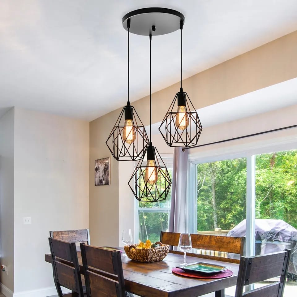 Triple Cage Pendant Lamp