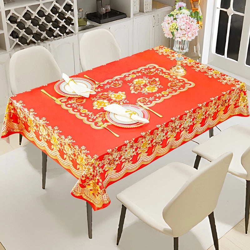 Elegant Classic Style Geometric Flower PVC Tablecloths Artificial Decorations