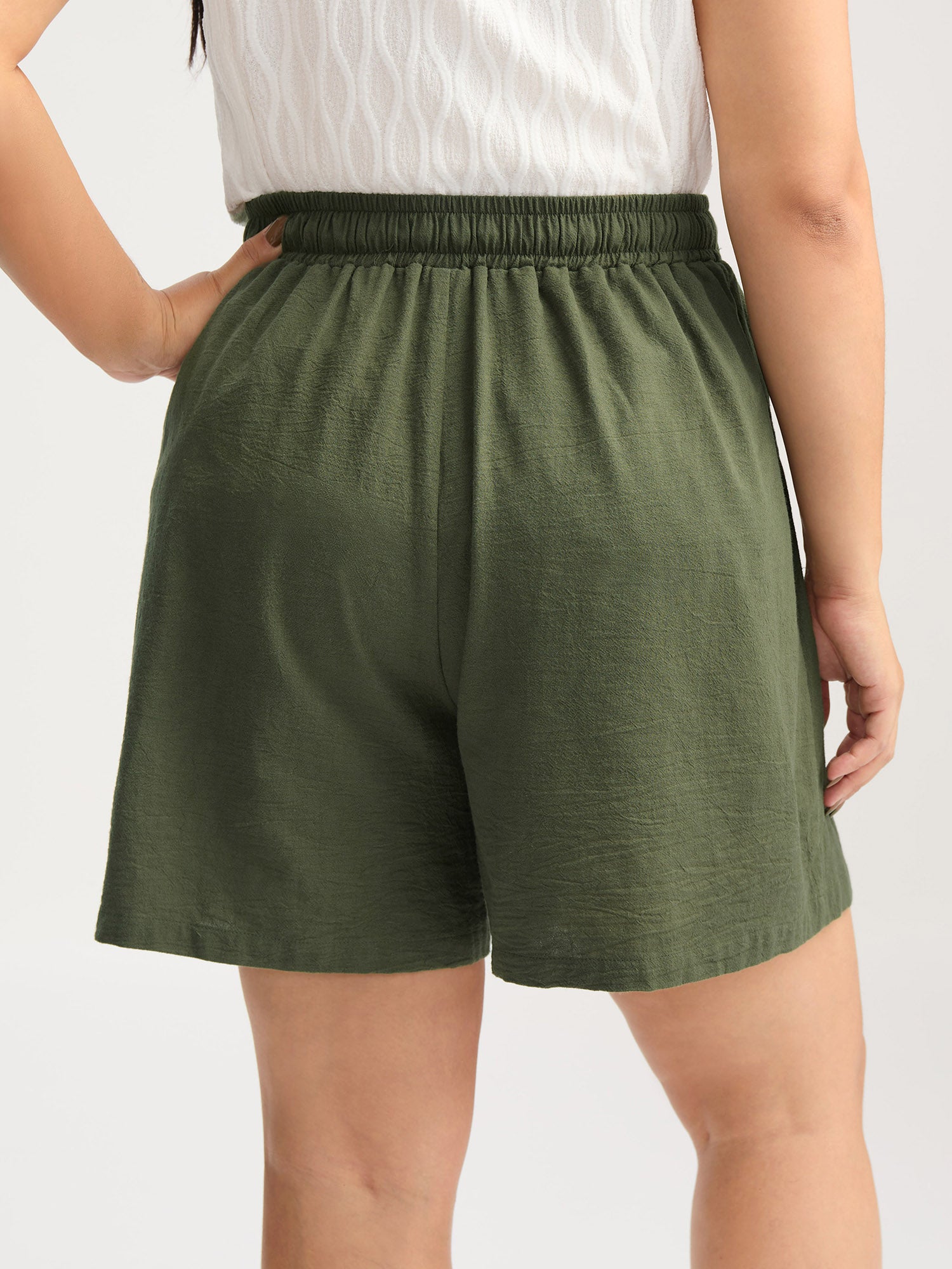 Cotton Drawstring Waist Straight-Leg Shorts
