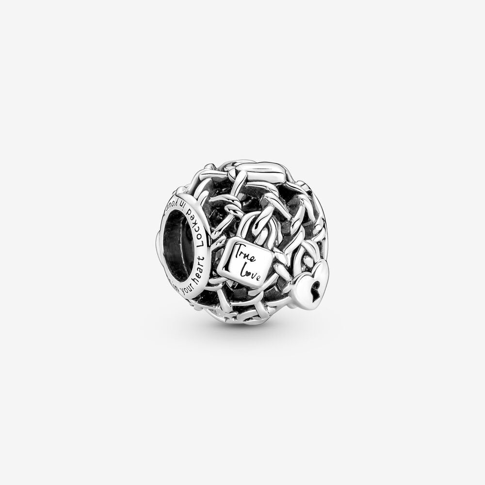 Openwork Chain Link Padlock Pandora Charm