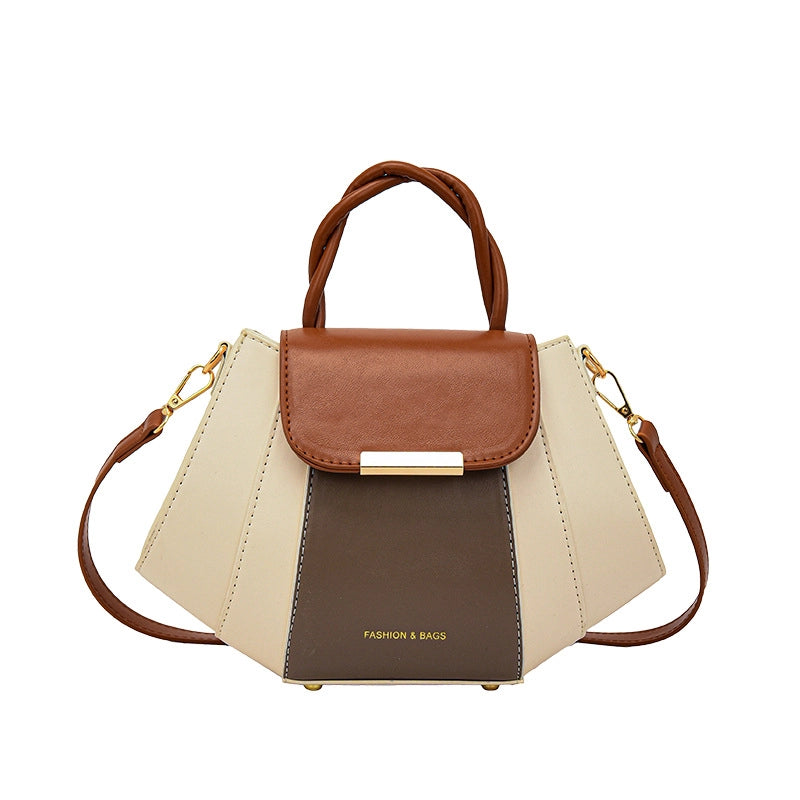 Women's Medium Pu Leather Color Block Streetwear Square Zipper Crossbody Bag