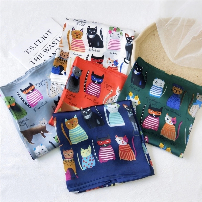 Women's Sweet Color Block Satin Printing Silk Scarves