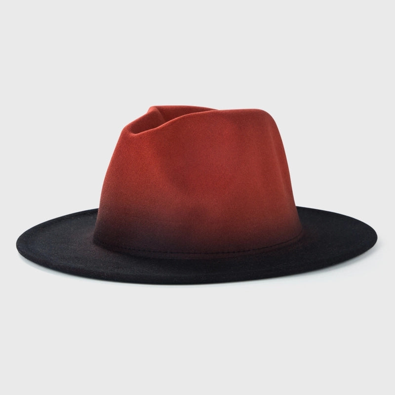 New Woolen Tie-dye Gradient Big Brim Jazz Hat