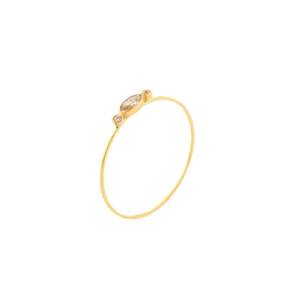 Women Fashion Round Geometric Stainless Steel 18K Gold Plated Rings