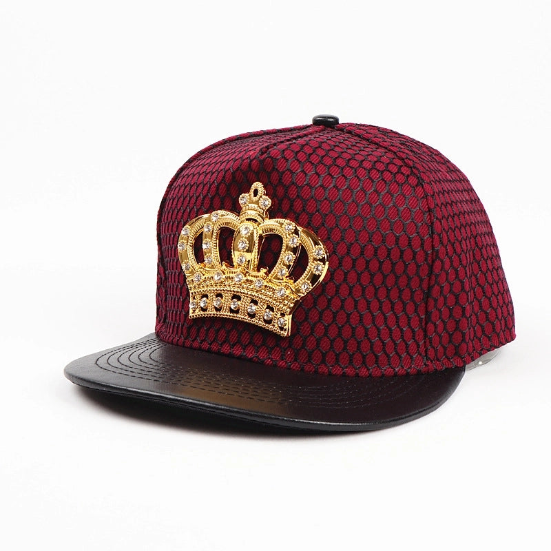 Unisex Retro Plaid Crown Rhinestone Baseball Cap