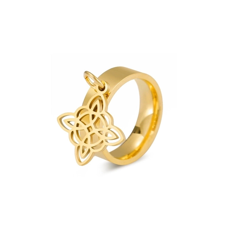 Minimalist Witch Knot Solid Color Titanium Steel Plating Rings