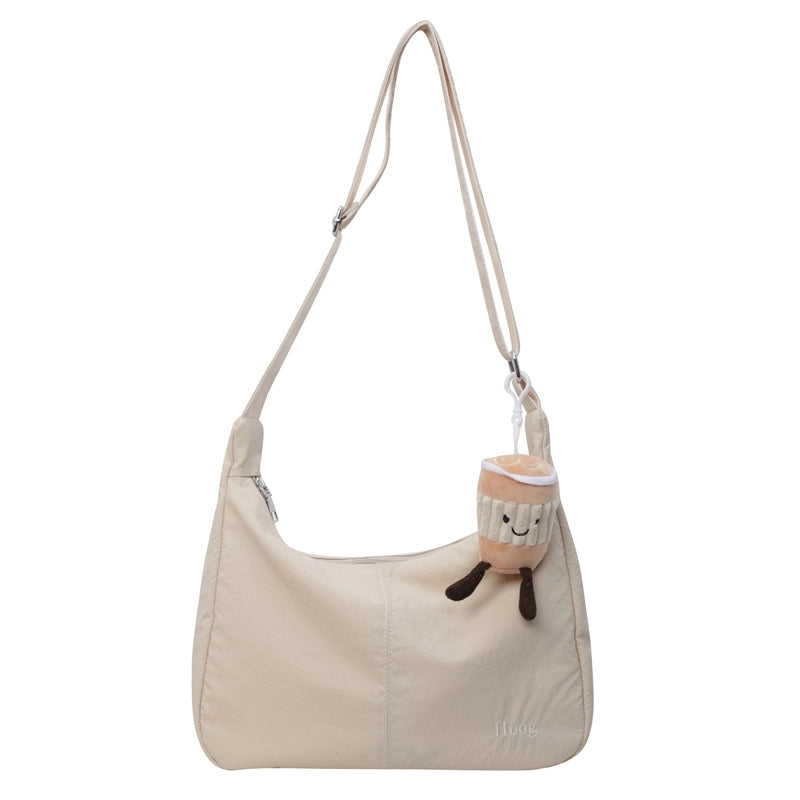 Women's Medium Pu Leather Solid Color Basic Classic Style Dumpling Shape Zipper Crossbody Bag