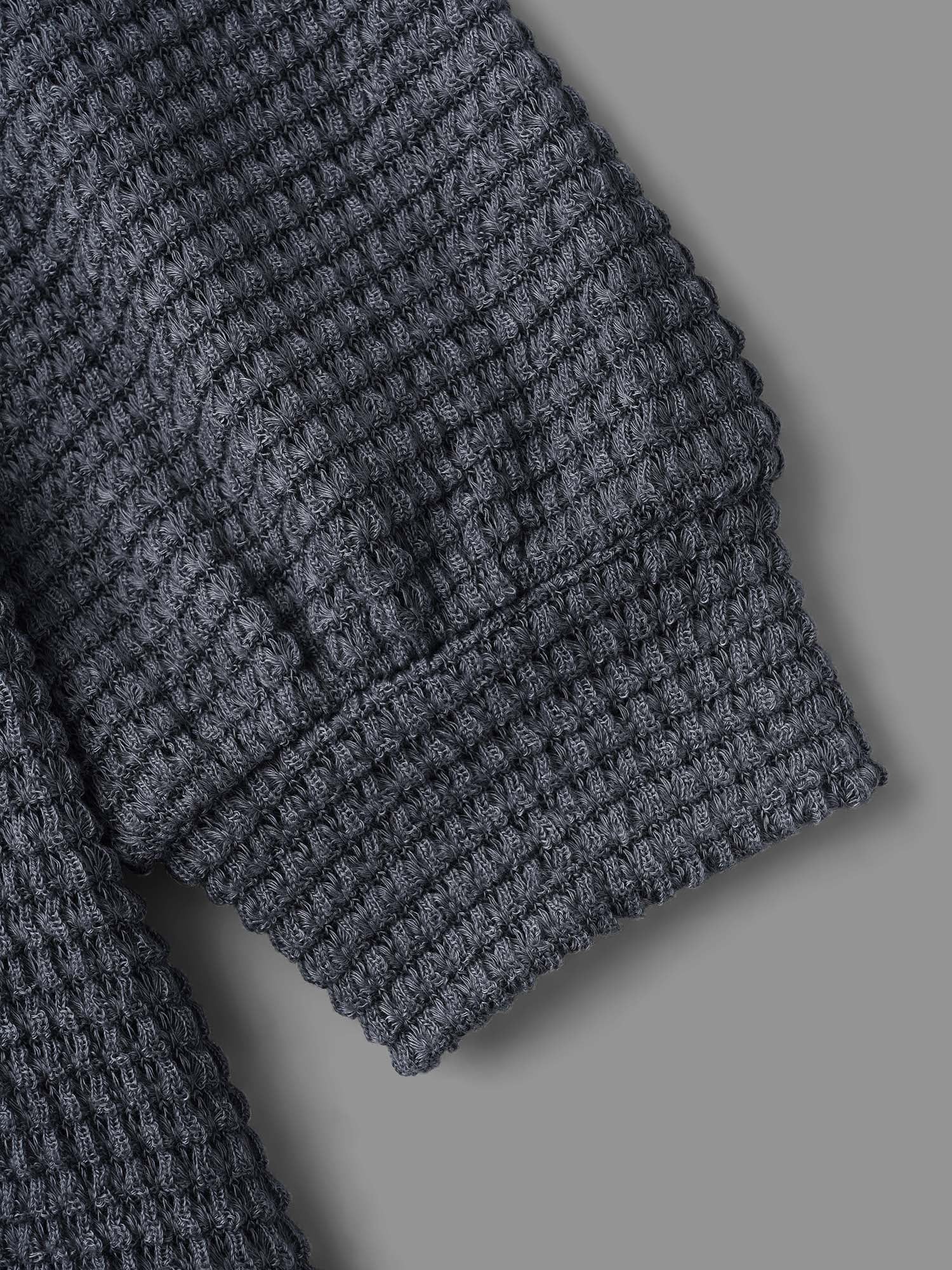 Round Neck Waffle Knit Patched Pocket Top