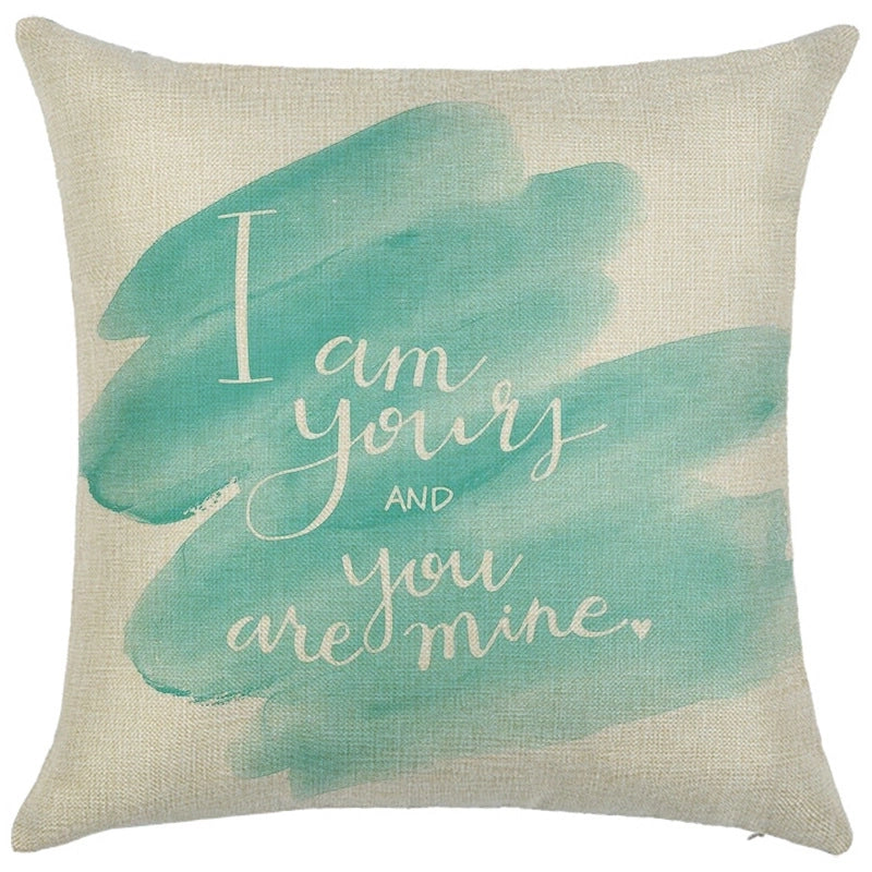 Minimalist Classic Style Commute Letter Ocean Linen Pillow Cases