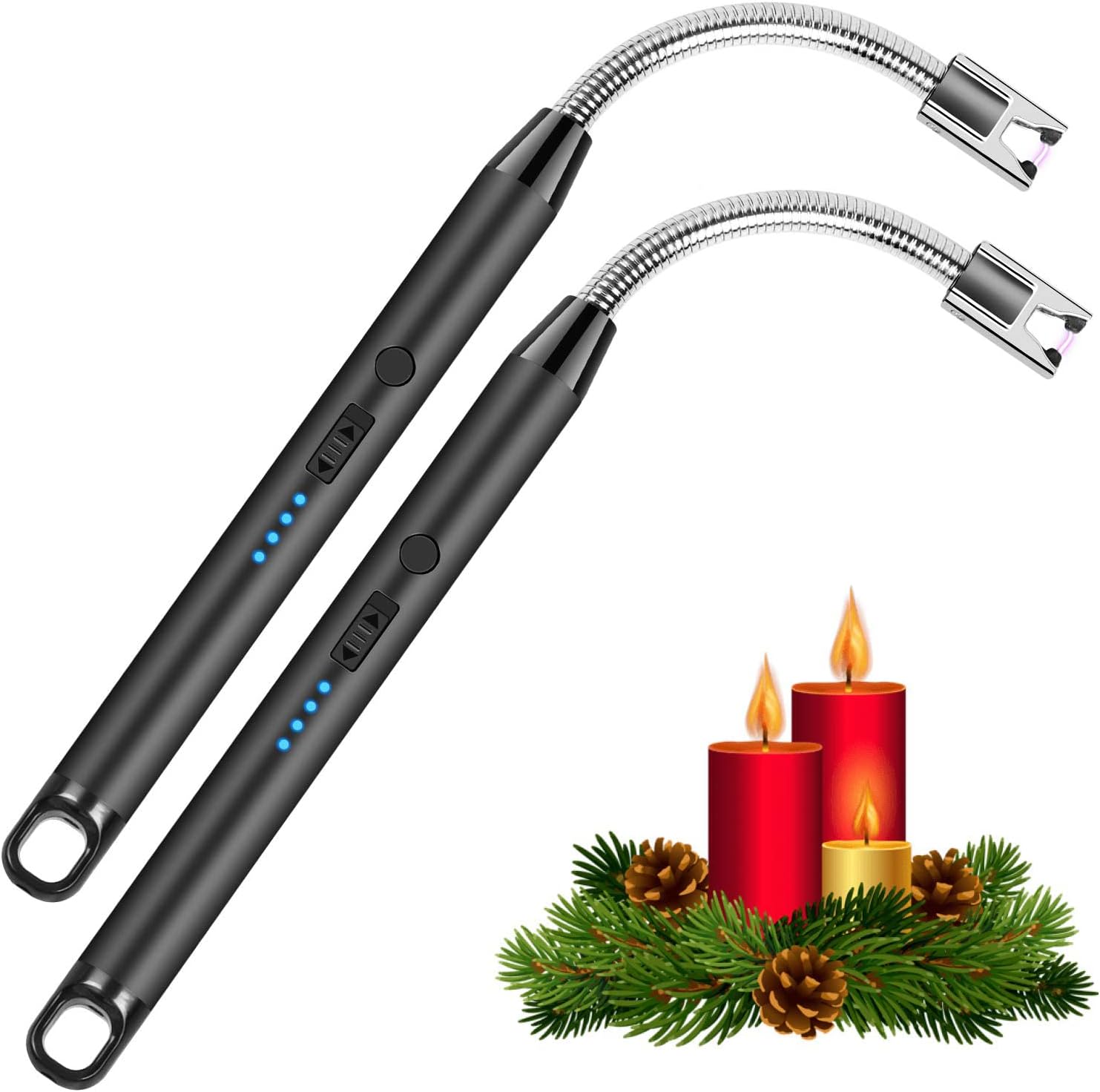 Candle Lighter - Flexible Plasma Arc Long Neck USB Lighter Rechargeable Windproof Flameless For Candles. Grill. Cooking. Camping. Hiking