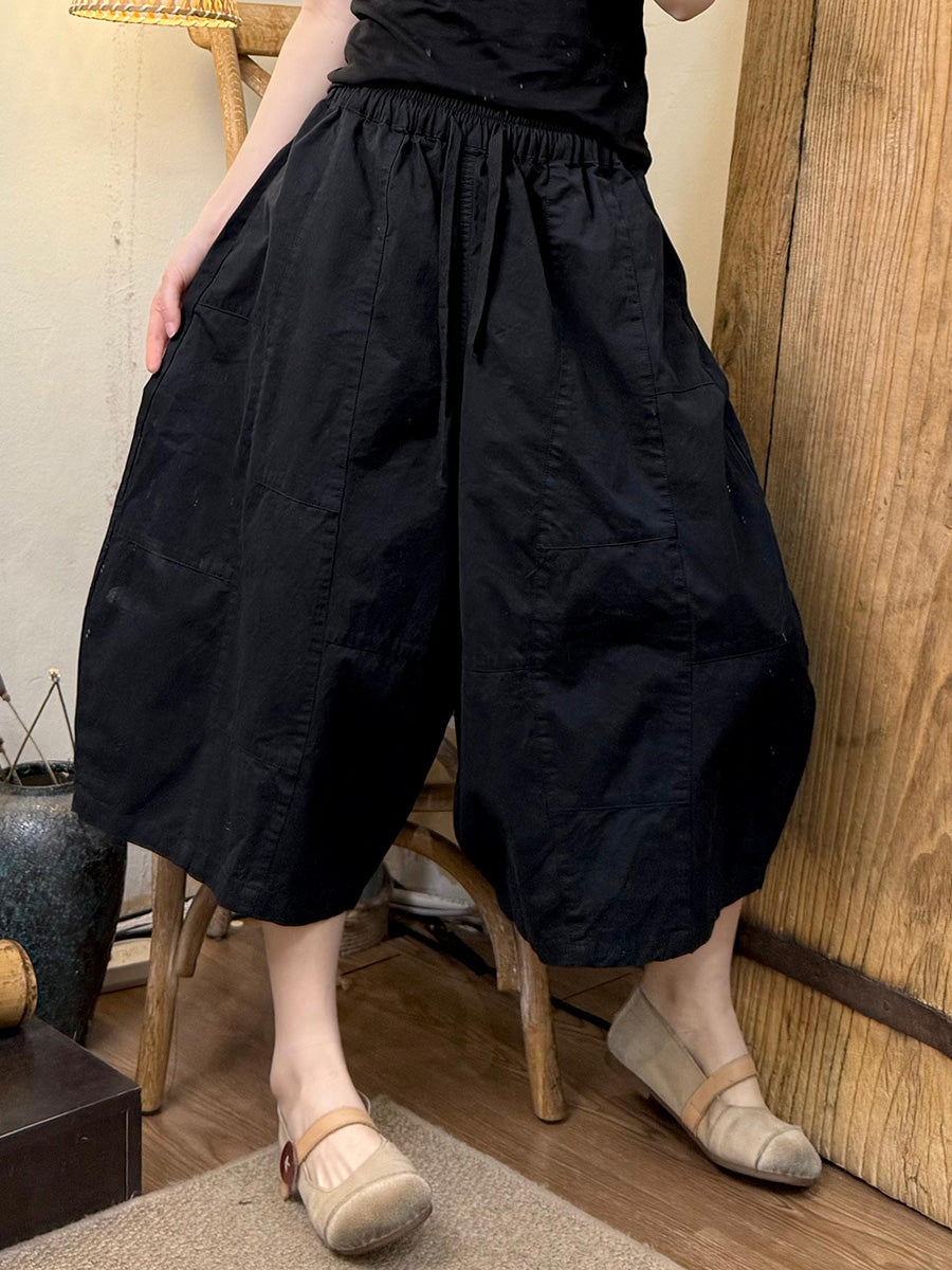 Women Casual Pure Color Cotton Harem Pants