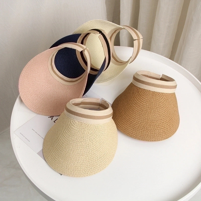 Women's Elegant Classic Style Color Block Wide Eaves Sun Hat