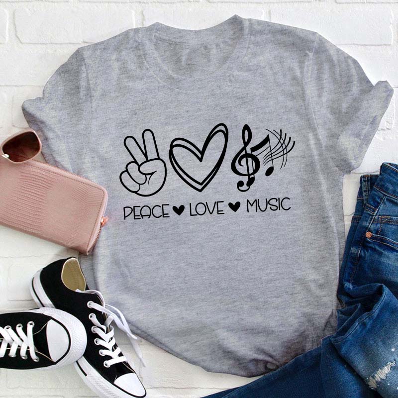 Peace Love Music Teacher T-Shirt