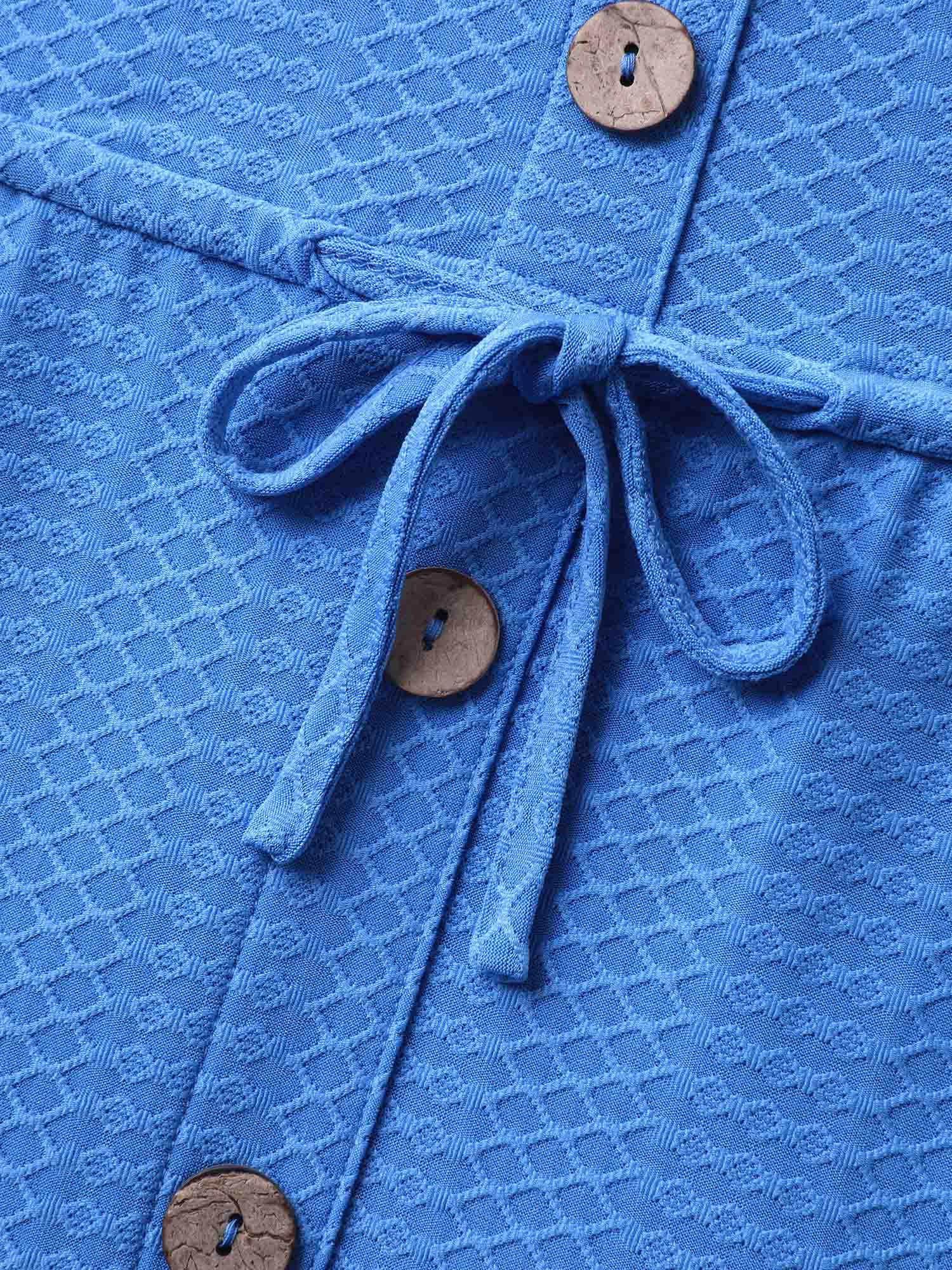 Textured Waist Drawstring Pockets Midi Dress