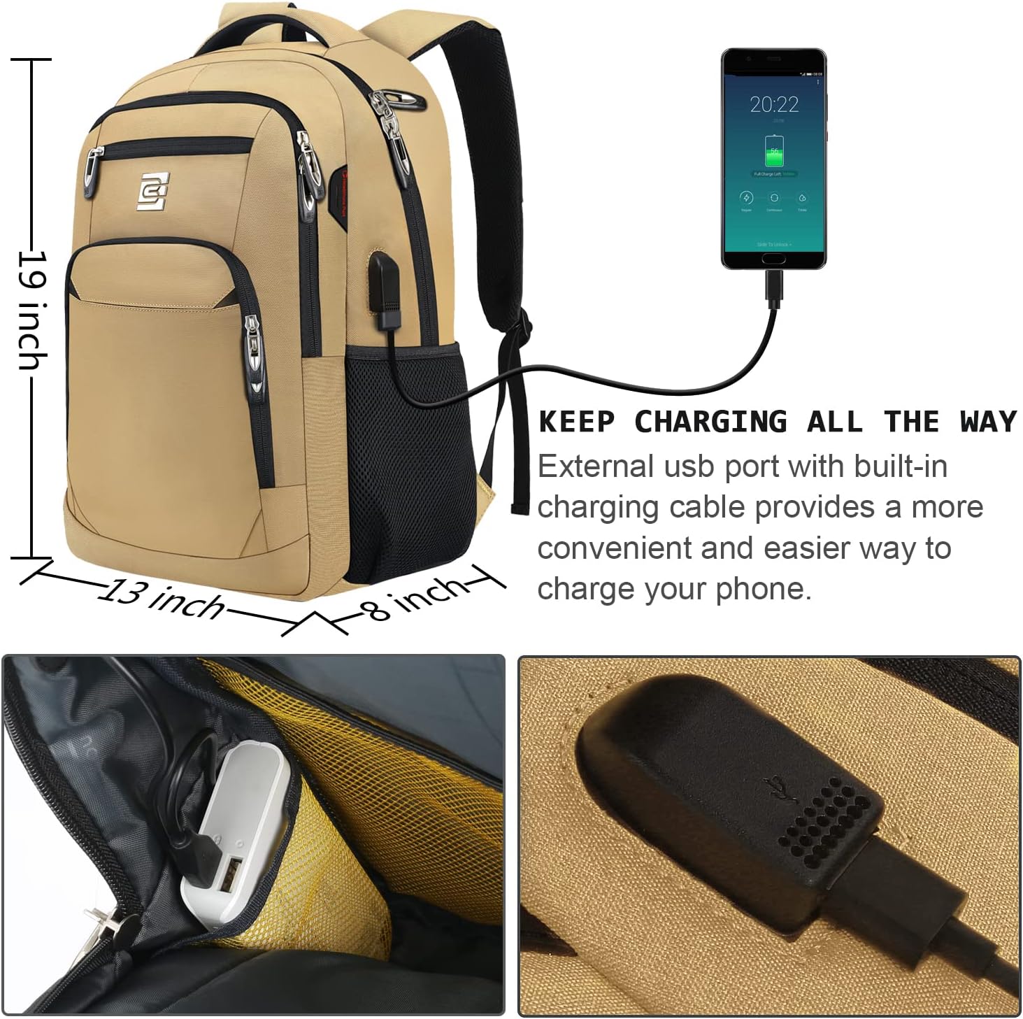 Laptop Backpack,Business Travel Anti Theft Slim Durable Laptops Backpack with USB Charging Port,Water Resistant College Computer Bag for Women & Men Fits 15.6 Inch Laptop and Notebook - Black