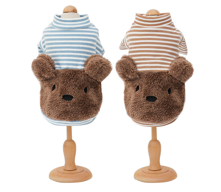 Furry Bear Striped Two-Legged Dog Clothes