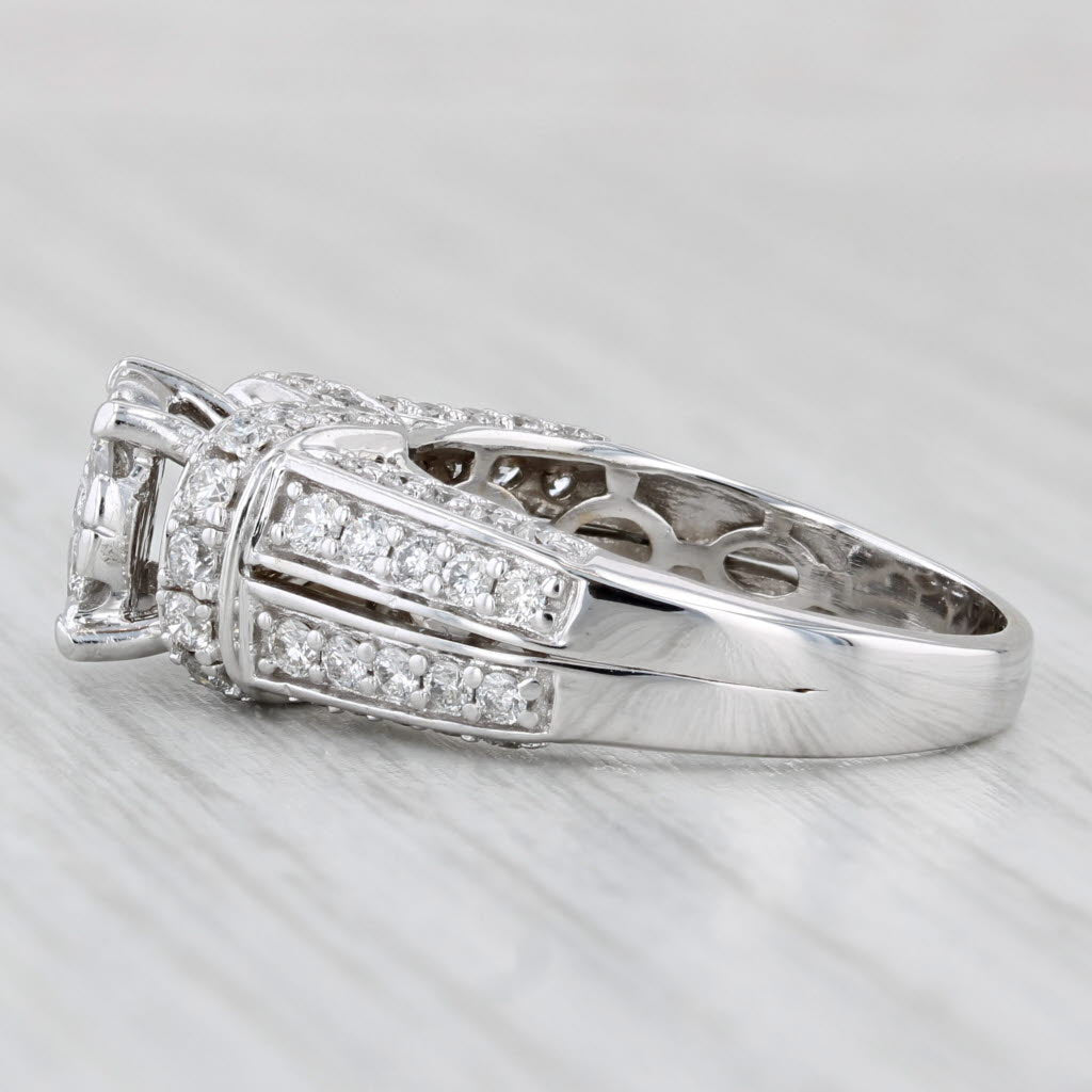 1.30ctw Diamond Engagement Ring 14k White Gold Size 7.5 Cathedral Band