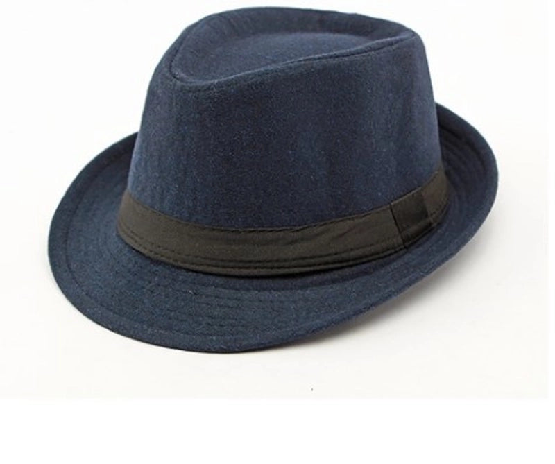 Men's Basic Minimalist Solid Color Wide Eaves Fedora Hat