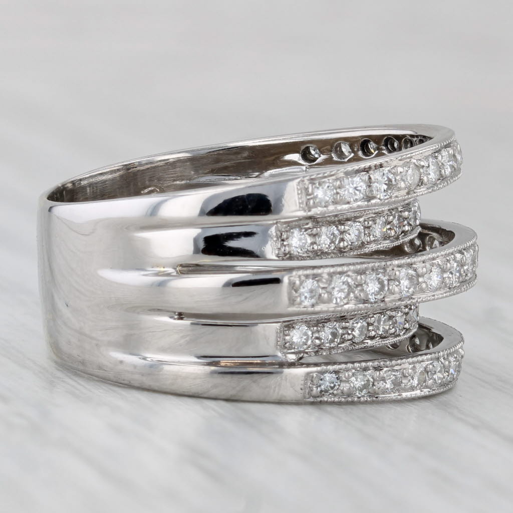 1.02ctw Diamond Multiband Ring 18k White Gold Size 8 Cocktail