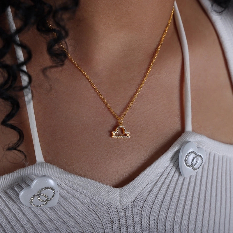 Minimalist Constellation Titanium Steel Zircon 18K Gold Plated Plating Inlay Pendant Necklace