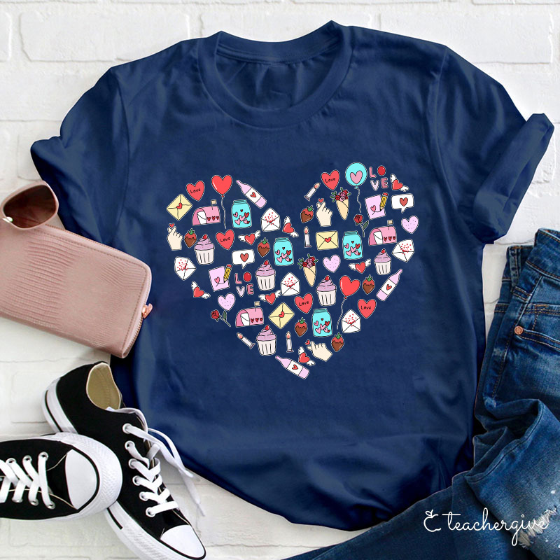 Valentine Heart Teacher T-Shirt