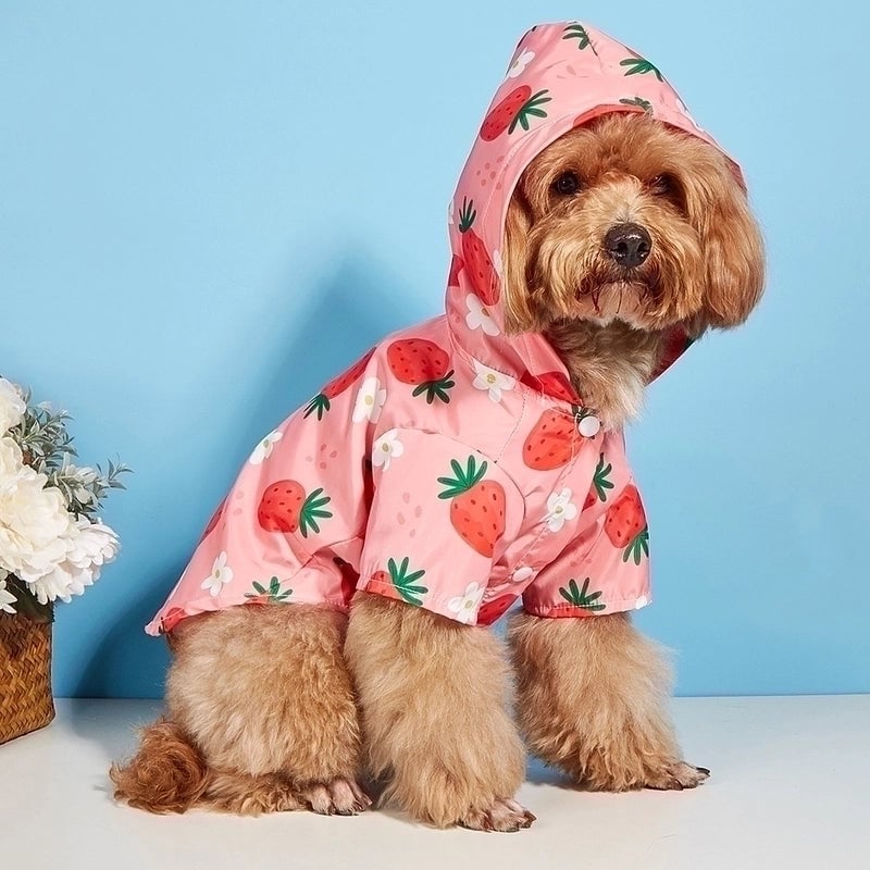 Cute Pastoral Polyester Strawberry Pet Clothing
