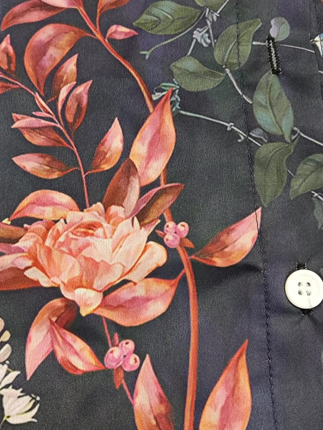 Women's Shirt Blouse Black Pink Army Green Graphic Floral Button Print Long Sleeve Daily Weekend Tropical Vintage Shirt Collar Regular Floral S