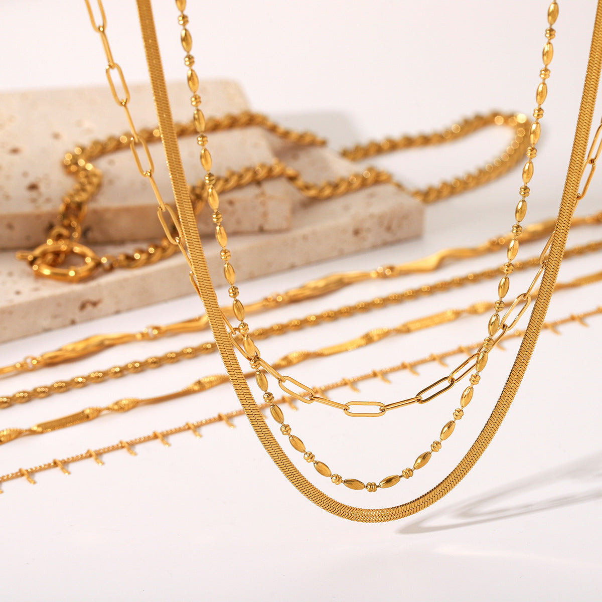 IG Style Chain Geometric Stainless Steel Electroplating Necklaces