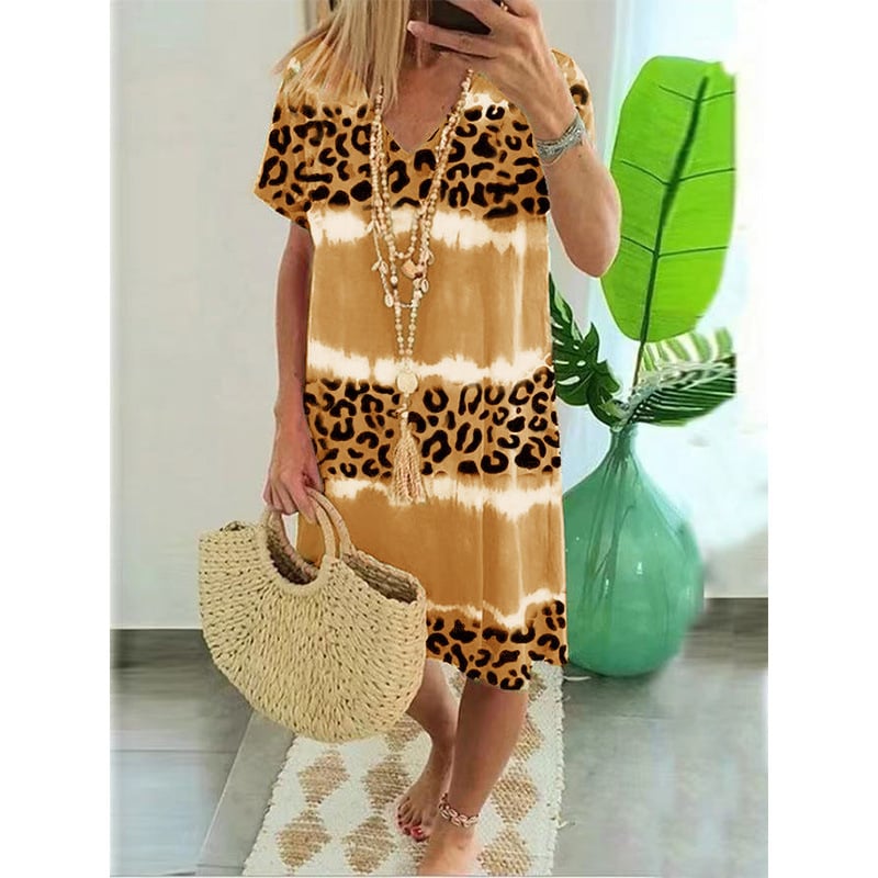 Women's Sexy Leopard Print Casual Midi Dress