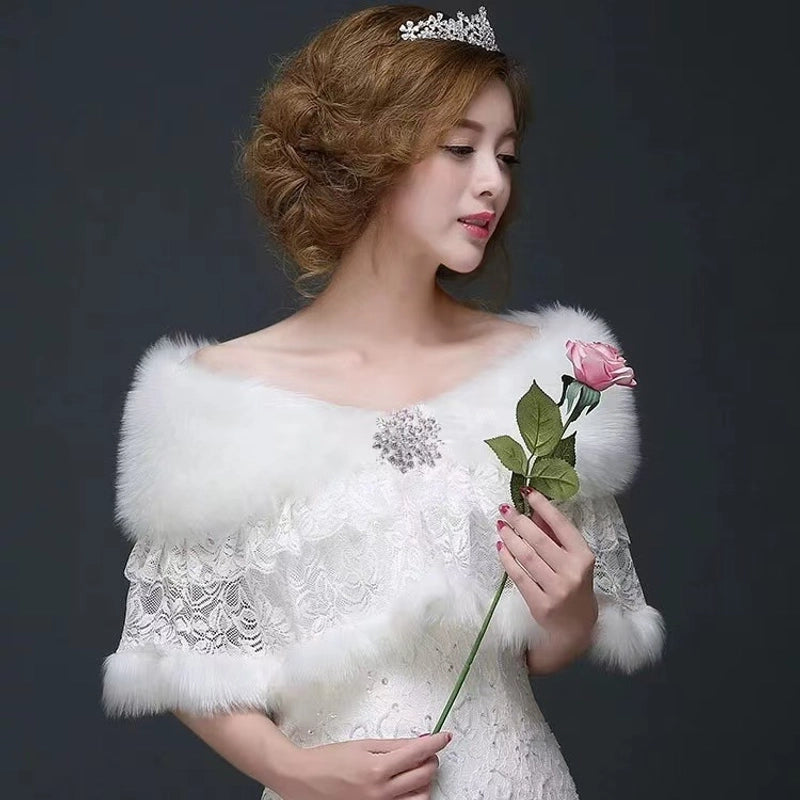 Bridal Wedding Dress Warm Wedding Ceremony Thickened Dress Cheongsam Shawl Autumn And Winter Cape Woolen Shawl Coat For Women