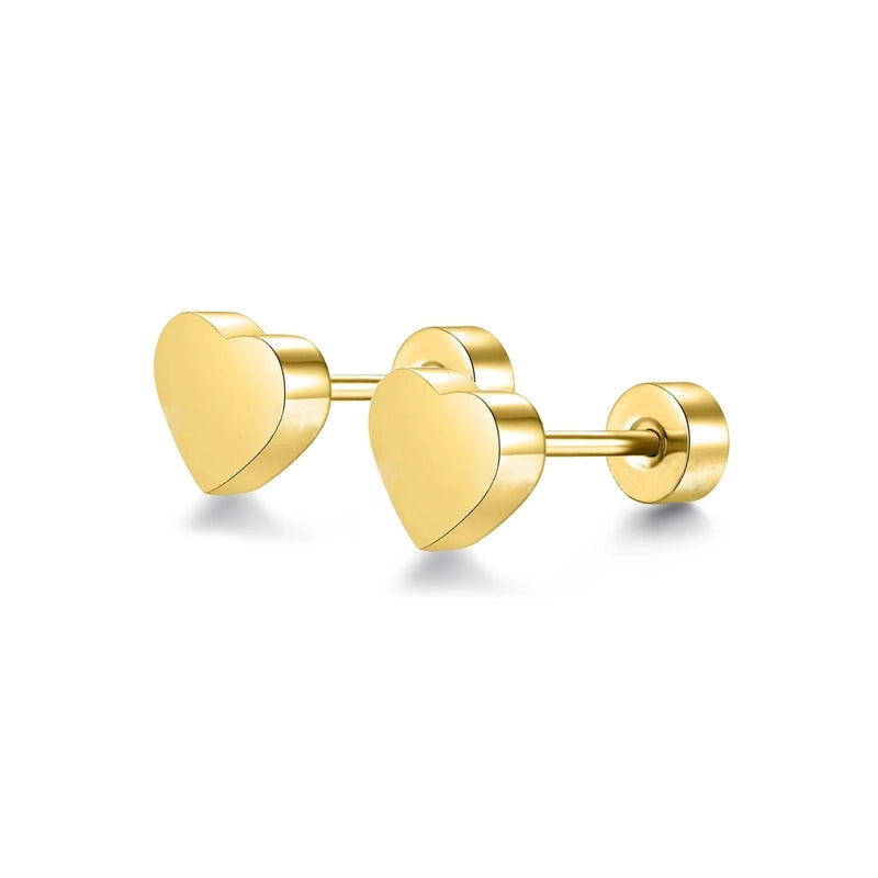 1 Pair Minimalist Moon Heart Shape Plating 304 Stainless Steel 18K Gold Plated Ear Studs