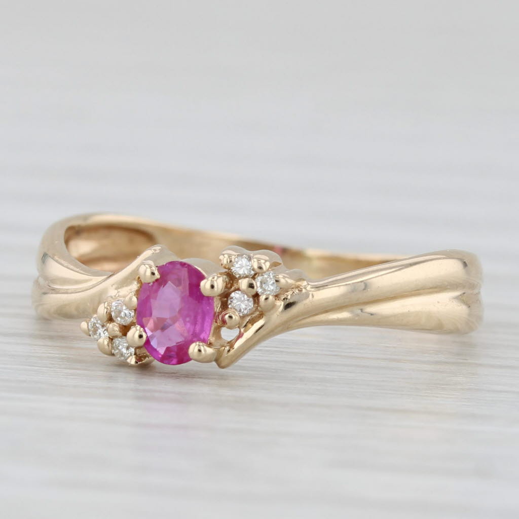 0.28ctw Oval Pink Sapphire Cubic Zirconia Ring 14k Yellow Gold Size 4.75