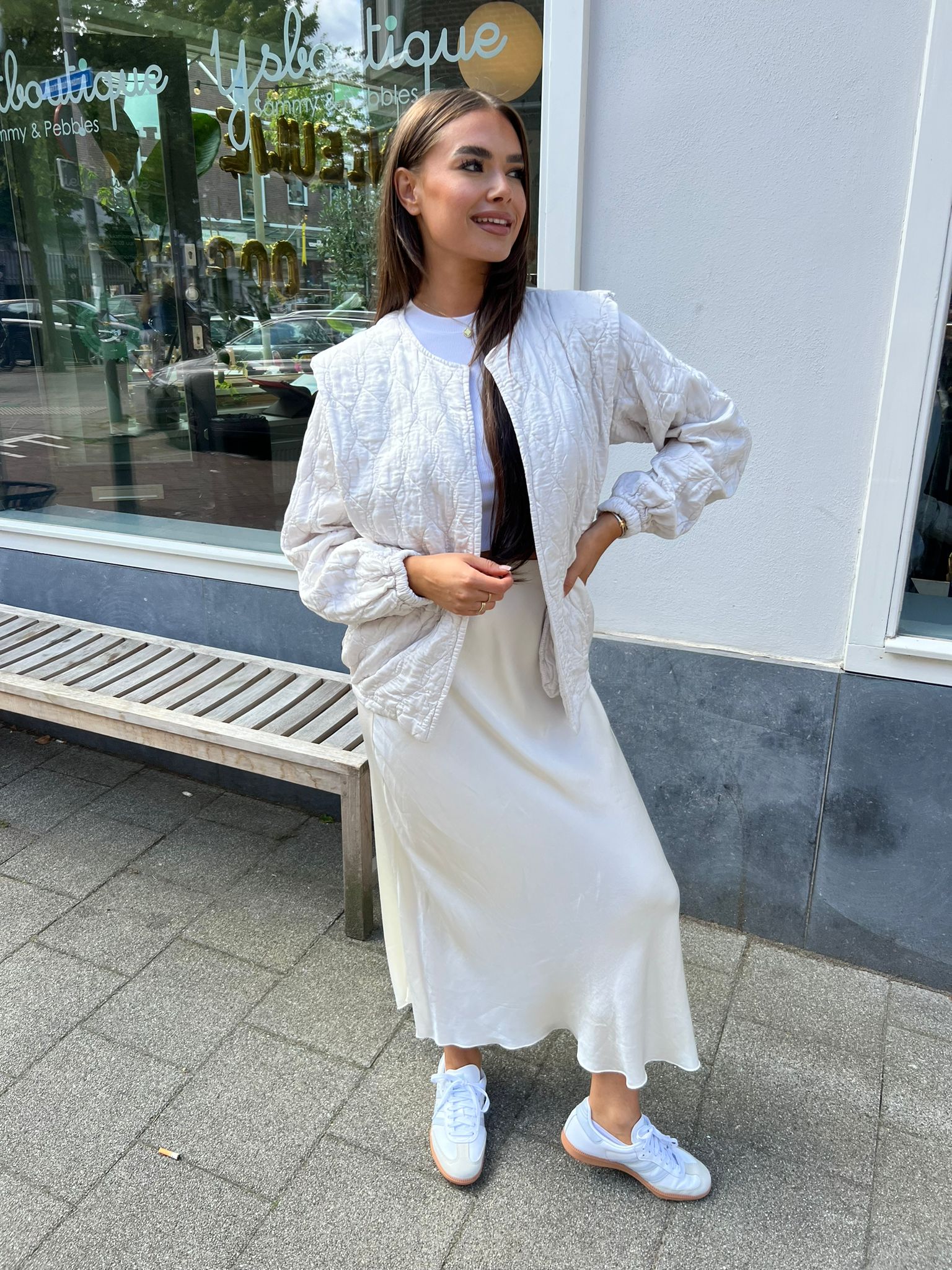 Mara jacket thin cap sleeve off white