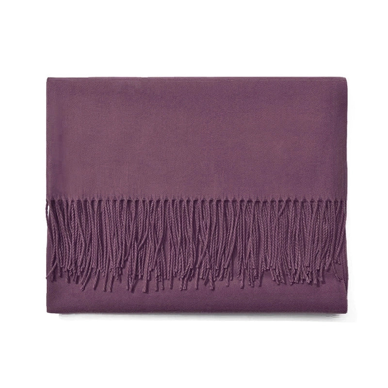 250g Autumn And Winter New Warm Thick Cashmere Texture Solid Color Couples Long Scarf Air Conditioning Tassel Shawl