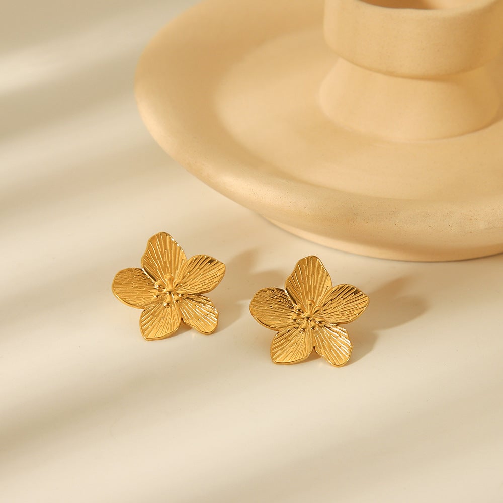 Petal Geometric Stainless Steel Electroplating Earrings