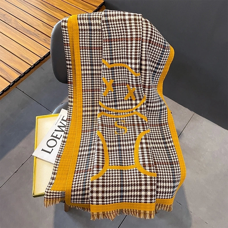Women's Elegant Lady Plaid Imitation Cashmere Scarf