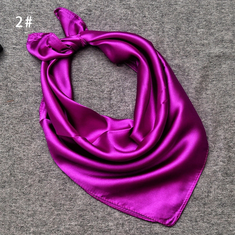 Women's Minimalist Solid Color Satin Printing Silk Scarf