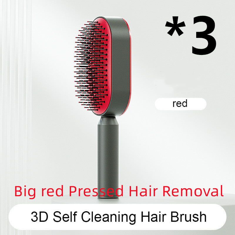 Self-cleaning hairbrush for women. One-button cleaning airbag to prevent hair loss