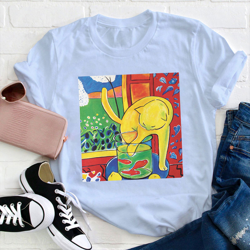 Cat With Red Fish Henri Matisse Painting Teacher T-Shirt