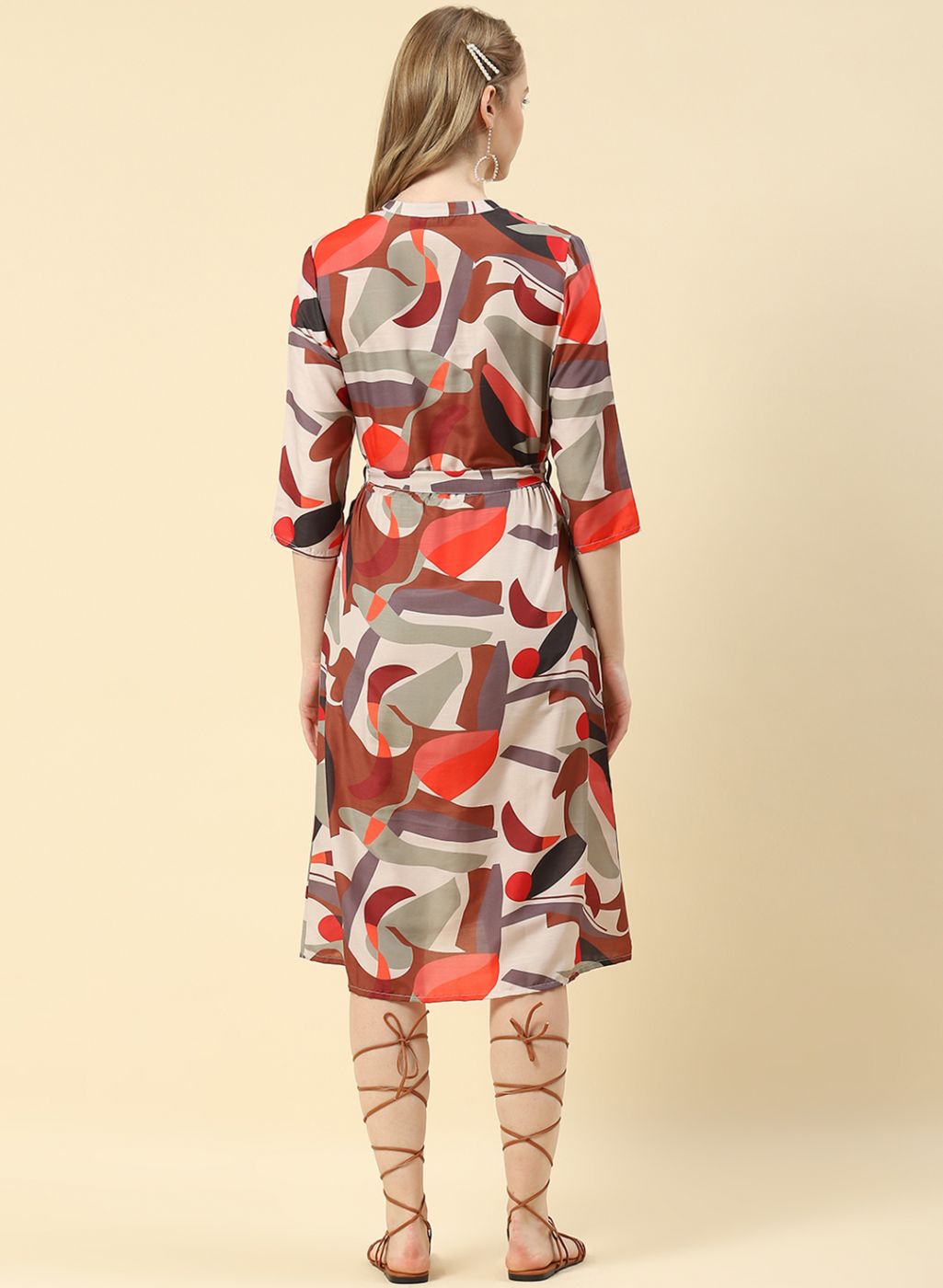 Women Brown Printed Dress