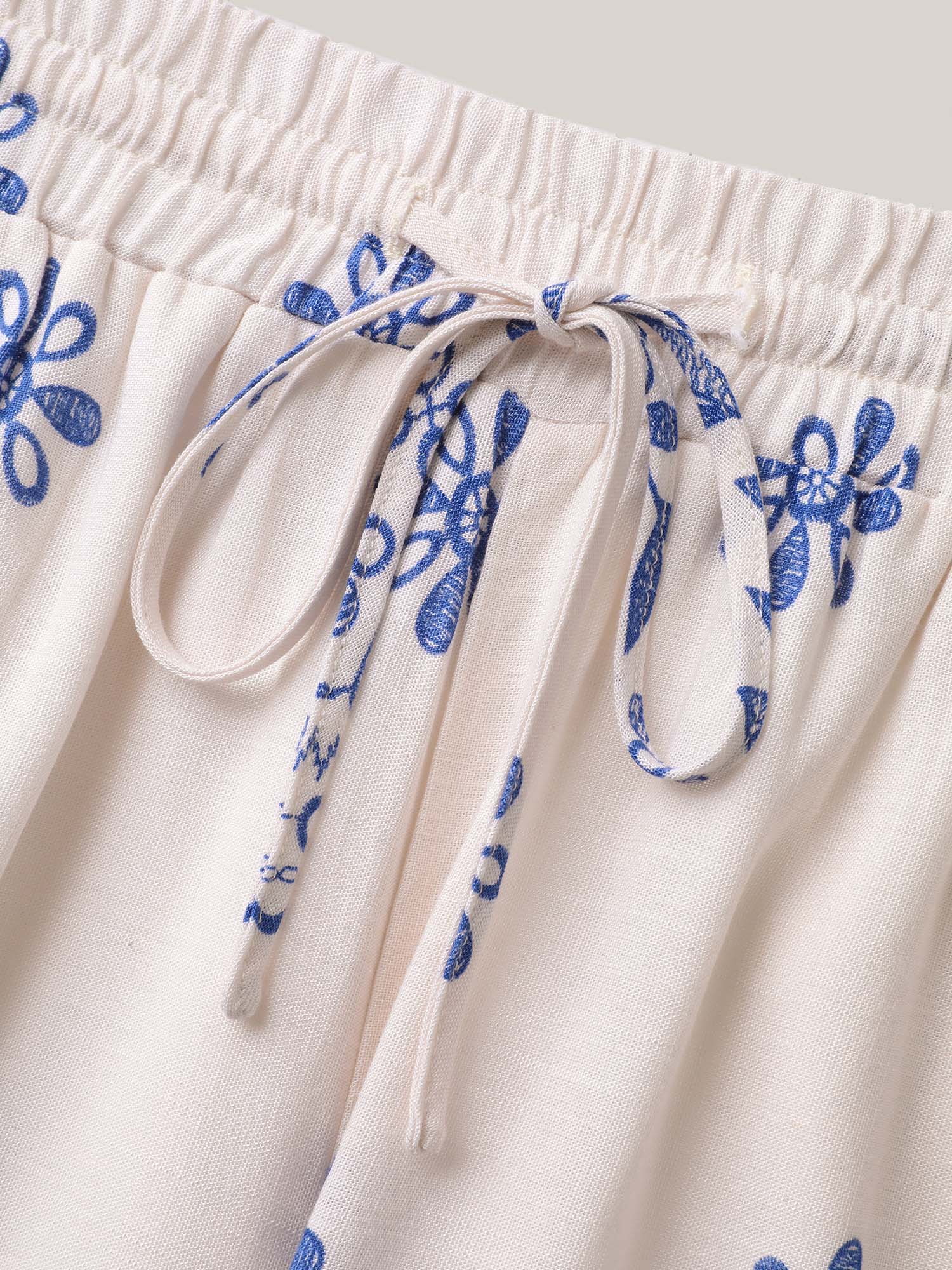 Floral Print Wide-Leg Pants